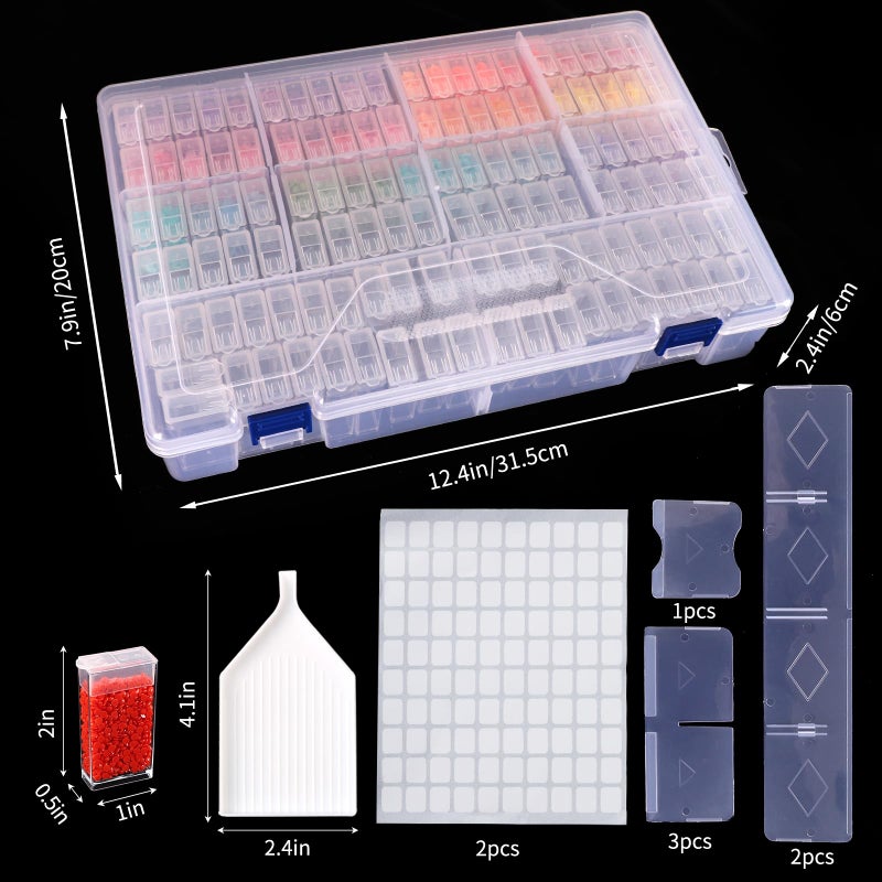 SGHUO 120 Slots Diamond Painting Storage Container, 5D Diamond Accessories Embroidery Box Tools Kit for Beads, Seed, Art Craft with Funnel and Labels - Image 2